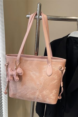 French Retro Matte Color-Blocking Tote Bag for Women - 2025 High-End Commuting Handbag, Embossed Shoulder Bag