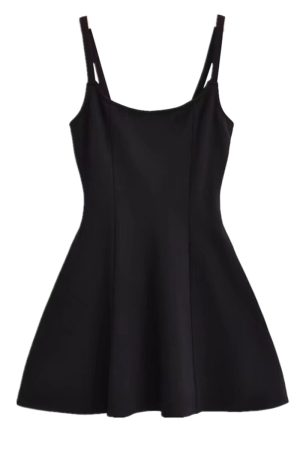 French Retro Square Neck Black Waist-Cinching Camisole Dress for Women - Chenopod Style, Spring/Summer 2025 Vacation Essential