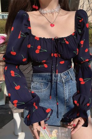 French Square Neck Lantern Sleeve Drawstring Waist Vacation Blouse Top - 2025 Fashion Trend for Effortless Style