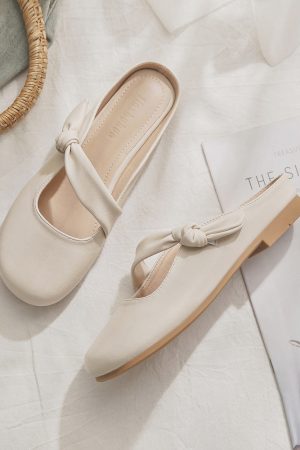 French Style Sheepskin Slip-On Open-Toe Half Slippers for Women â€“ Summer Outdoor Footwear, Trendy 2025 Design