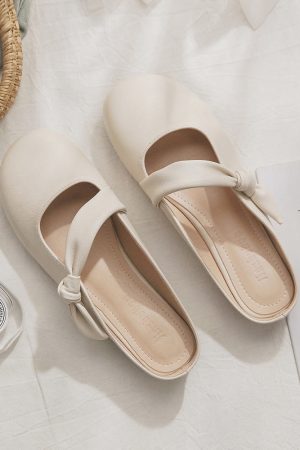 French Style Sheepskin Slip-On Open-Toe Half Slippers for Women â€“ Summer Outdoor Footwear, Trendy 2025 Design