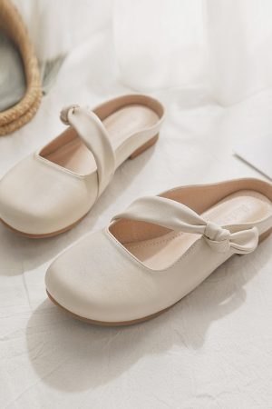 French Style Sheepskin Slip-On Open-Toe Half Slippers for Women â€“ Summer Outdoor Footwear, Trendy 2025 Design