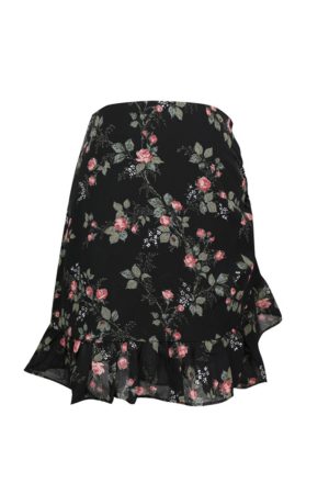 French Vintage Floral Ruffled High-Waisted A-Line Mini Skirt for Spring/Summer 2025 - Chic 90s Inspired Fashion