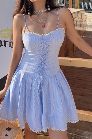 French Vintage Lace Trim Thin Strap Slip Dress - 2025 Spring/Summer Vacation Style for Women, Perfect for Y2K and Boho Looks