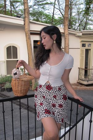 French Vintage Leopard Print A-Line Skirt - Sexy Slim Fit Short Skirt for 90s Y2K Style Fashion