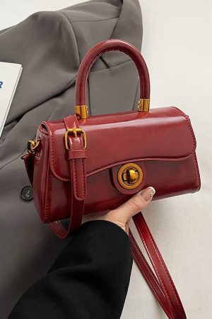 French Vintage Oil Wax Leather Handbag for Women - Textured Small Square Bag, Versatile Shoulder & Crossbody Bag, Spring/Summer 2025