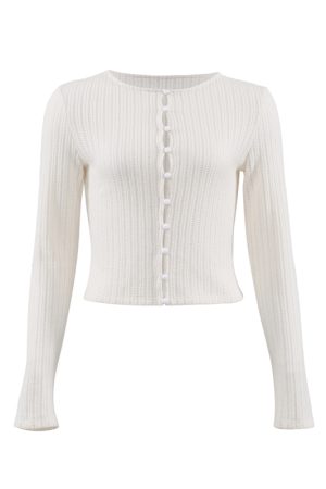 French Vintage Red Hollow Knit Cardigan for Women - Slim Fit, Flattering Round Neck, Long Sleeve - Stylish 90s Inspired Top