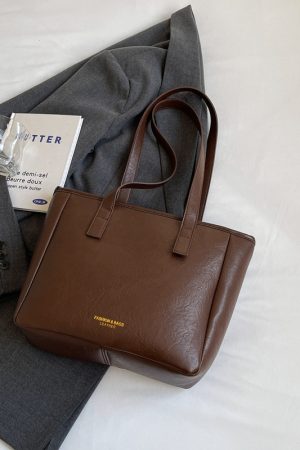 French Vintage Tote Bag for Women, Autumn 2025 Large Capacity Handheld Shoulder Bag, Chic Student Commuter Style