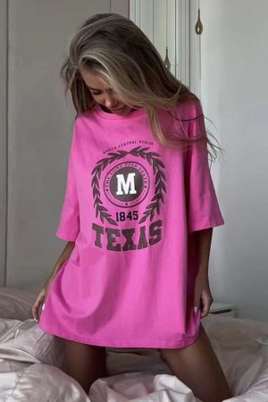 Fuchsia Vintage Retro Short Sleeve Crop Top for Women - Summer High Street Loose Fit Spicy Girl T-Shirt