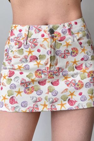 Fun Shell Print Half Skirt for Women - DIY European American Style Short Skirt, Summer Anti-Exposure Fashion