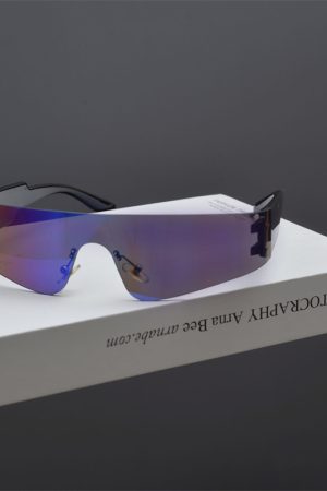 Futuristic Cyberpunk Frameless One-Piece Sunglasses for Trendy Boys and Girls - Ideal for Street Photography and Riding.