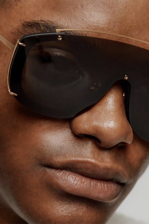 Futuristic Cyberpunk Oversized Pilot Sunglasses with Cut Edges and Single Beam - Stylish Statement Eyewear