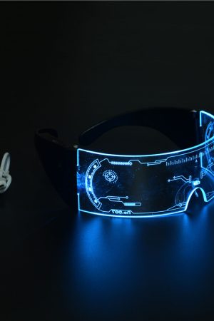 Futuristic LED Glowing Sunglasses - Rechargeable Cyberpunk Party Glasses for Trendy Bar Style