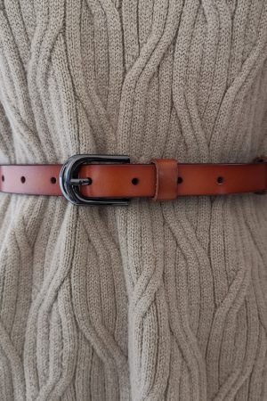Genuine Leather Red Decorative Waist Belt for Women - Simple Fashion Casual Denim Pants Accessory