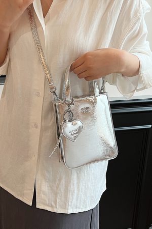 Glossy Phone Bag for Women - Hand-held Minimalist Shoulder Bag, Trendy Summer 2025 Casual Style, Versatile Women's Accessories