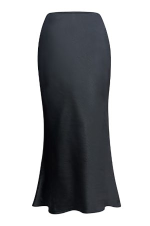 Glossy Satin Midi Skirt - French-Style High-Waisted Bodycon Mermaid Skirt for Elegant Y2K Fashion
