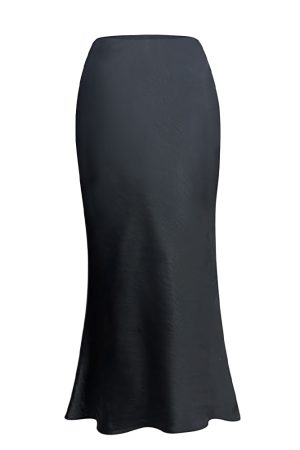 Glossy Satin Midi Skirt - French-Style High-Waisted Bodycon Mermaid Skirt for Elegant Y2K Fashion