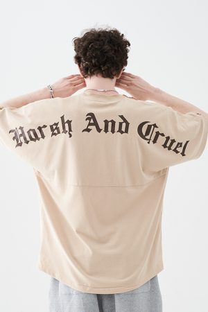 Gothic Large Back Print Logo Loose Fit Pure Cotton Short Sleeve T-Shirt - Y2K Streetwear Style