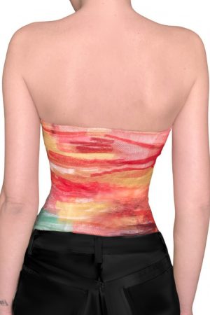 Gradient Color Strapless Backless Holiday Top for Women - Waist-Cinching Mesh Camisole, Perfect for Summer and 90s Style