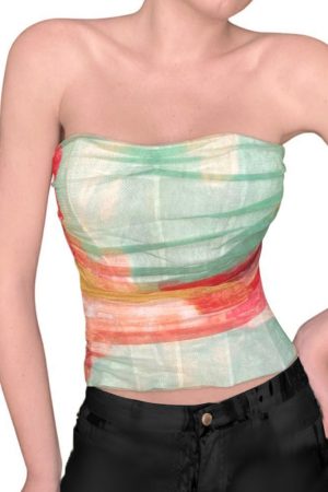 Gradient Color Strapless Backless Holiday Top for Women - Waist-Cinching Mesh Camisole, Perfect for Summer and 90s Style