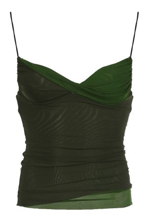 Green Mesh Spliced Camisole - Slimming Womenâ€™s Outerwear Top for Versatile Style - Perfect for Y2K and Casual Looks