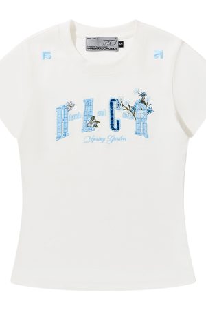 Guava Series Couple Embroidered Patch T-shirt - Casual 90s Style Unisex Tee, Trendy Streetwear for Couples