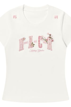 Guava Series Couple Embroidered Patch T-shirt - Casual 90s Style Unisex Tee, Trendy Streetwear for Couples