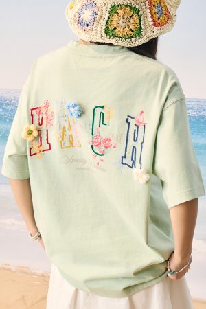 Hand-Painted 3D Yarn Flower Soft Loose Short Sleeve T-shirt for Kids - Summer Fun Fashion, Cute and Colorful Style