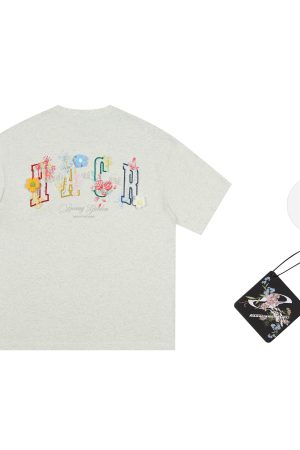 Hand-Painted 3D Yarn Flower Soft Loose Short Sleeve T-shirt for Kids - Summer Fun Fashion, Cute and Colorful Style