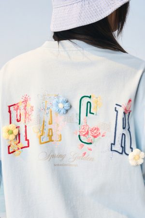 Hand-Painted 3D Yarn Flower Soft Loose Short Sleeve T-shirt for Kids - Summer Fun Fashion, Cute and Colorful Style