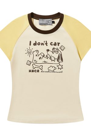 Hand-Painted Cute Dog Couple Loose Raglan Short Sleeve T-Shirt for Men and Women - Y2K Aesthetic Fashion Tee