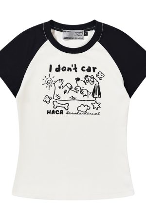 Hand-Painted Cute Dog Couple Loose Raglan Short Sleeve T-Shirt for Men and Women - Y2K Aesthetic Fashion Tee