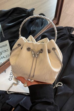 Handheld Drawstring Bucket Bag for Women - Summer 2025 Korean Style INS Minimalist Versatile Shoulder Bag