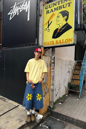 Handmade Floral Embroidery Denim Shorts for Men and Women, Straight-Leg Wide-Leg Casual Summer Capris, Y2K Style