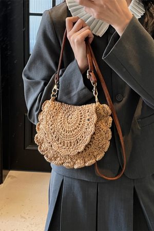 Handmade Knitted Beach Bag for Women â€“ Summer Woven Shoulder Crossbody Bag, 2025 Fashion, Perfect for Seaside Vacation