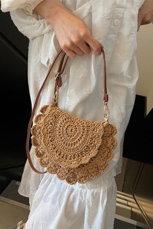 Handmade Knitted Beach Bag for Women â€“ Summer Woven Shoulder Crossbody Bag, 2025 Fashion, Perfect for Seaside Vacation