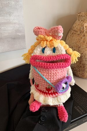 Handmade Mini Bag for Women - 2025 Summer Knitted Big Mouth Crossbody Phone Bag - Unique Quirky Style