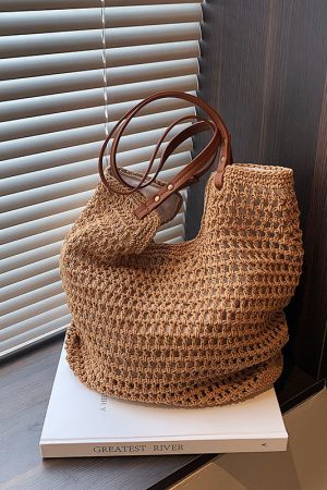 Handmade Woven Straw Bag for Women - Large Capacity Beach Tote, Stylish Shoulder Bag for Vacation & Commuting 2025