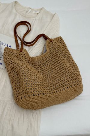 Handmade Woven Straw Bag for Women - Large Capacity Beach Tote, Stylish Shoulder Bag for Vacation & Commuting 2025