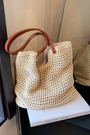 Handmade Woven Straw Bag for Women - Large Capacity Beach Tote, Stylish Shoulder Bag for Vacation & Commuting 2025