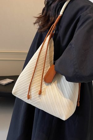 Handwoven Women's Beach Tote Bag - Trendy 2025 Large Capacity Shoulder Bag for Vacation Style