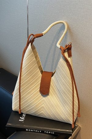 Handwoven Women's Beach Tote Bag - Trendy 2025 Large Capacity Shoulder Bag for Vacation Style