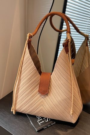 Handwoven Women's Beach Tote Bag - Trendy 2025 Large Capacity Shoulder Bag for Vacation Style