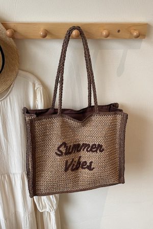 Handwoven Women's Straw Beach Tote Bag - Large Capacity Shoulder Bag for Seaside Vacation 2025 Style