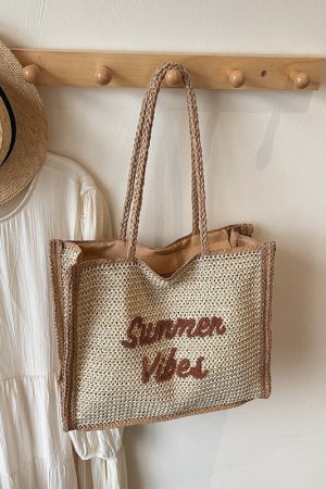 Handwoven Women's Straw Beach Tote Bag - Large Capacity Shoulder Bag for Seaside Vacation 2025 Style
