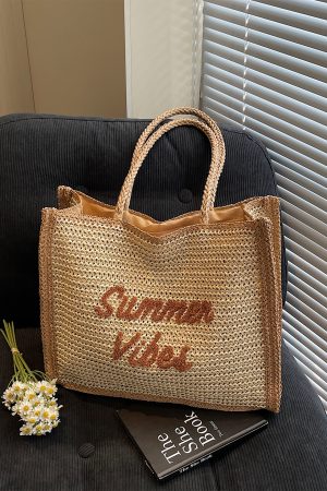 Handwoven Women's Straw Beach Tote Bag - Large Capacity Shoulder Bag for Seaside Vacation 2025 Style