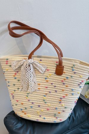 Handwoven Women's Summer Beach Tote Bag - Trendy Shoulder Bag with Large Capacity for Commuter Style