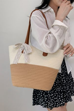 Handwoven Women's Summer Beach Tote Bag - Trendy Shoulder Bag with Large Capacity for Commuter Style