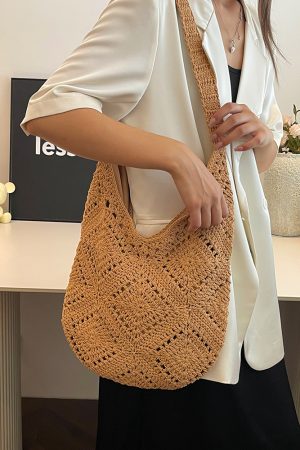 Handwoven Women's Summer Tote Bag - Large Capacity Commuting Shoulder & Crossbody Bag for 2025 Fashion