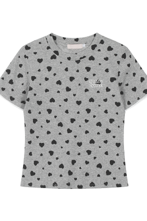 Heart Polka Dot Short Sleeve T-Shirt for Women - Slim Fit American Style Top for Spring and Summer